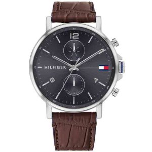 Tommy Hilfiger Men’s Quartz Leather Strap Grey Dial 44mm Watch 1710416