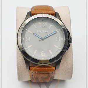 Reaction Kenneth Cole Men’s Leather Strap Grey Dial 44mm Watch KCR252