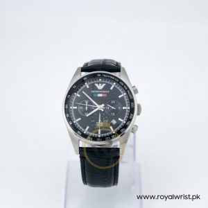 Emporio Armani Men’s Chronograph Leather Strap Black Dial 43mm Watch AR5983