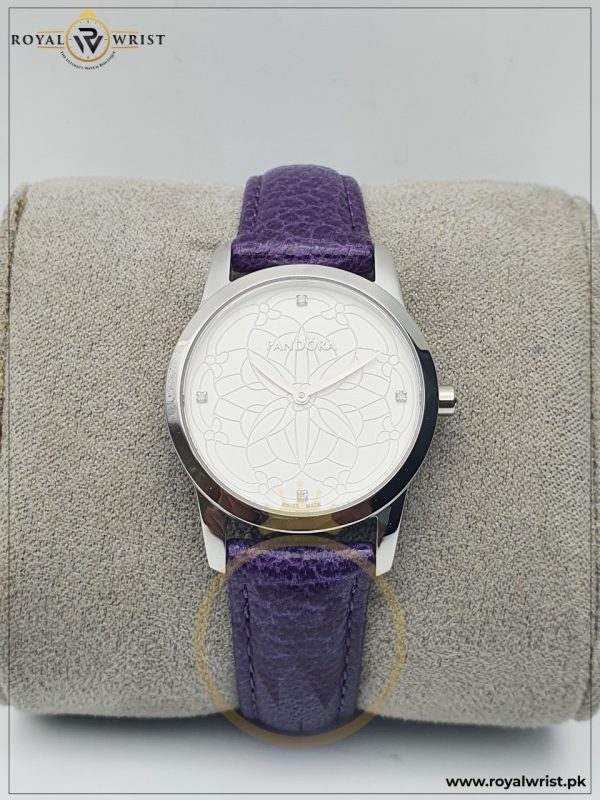 Pandora Women's Quartz SWISS MADE Purple Leather Strap White Dial 30mm Watch 811037LS