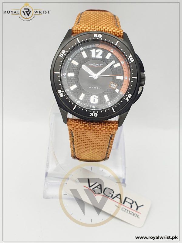 VAGARY Citizen Men,s Quartz Leather Strap Black Dial 41mm Watch ID954090