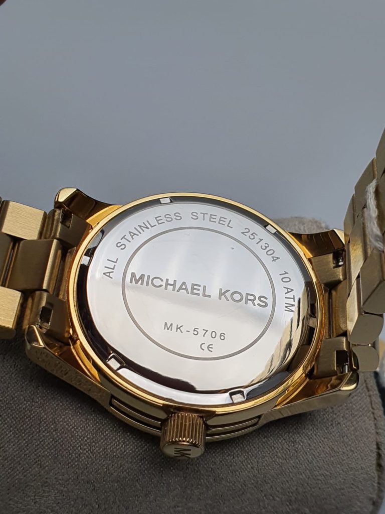 Michael Kors Women’s Quartz Stainless Steel Gold Dial 45mm Watch MK5706 ...