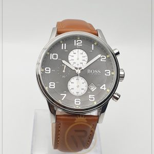 Hugo Boss Men’s Quartz Leather Strap Black Dial 44mm Watch HB881142