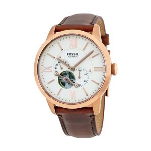 Fossil Men’s Automatic Leather Strap Beige Dial 44mm Watch ME3105
