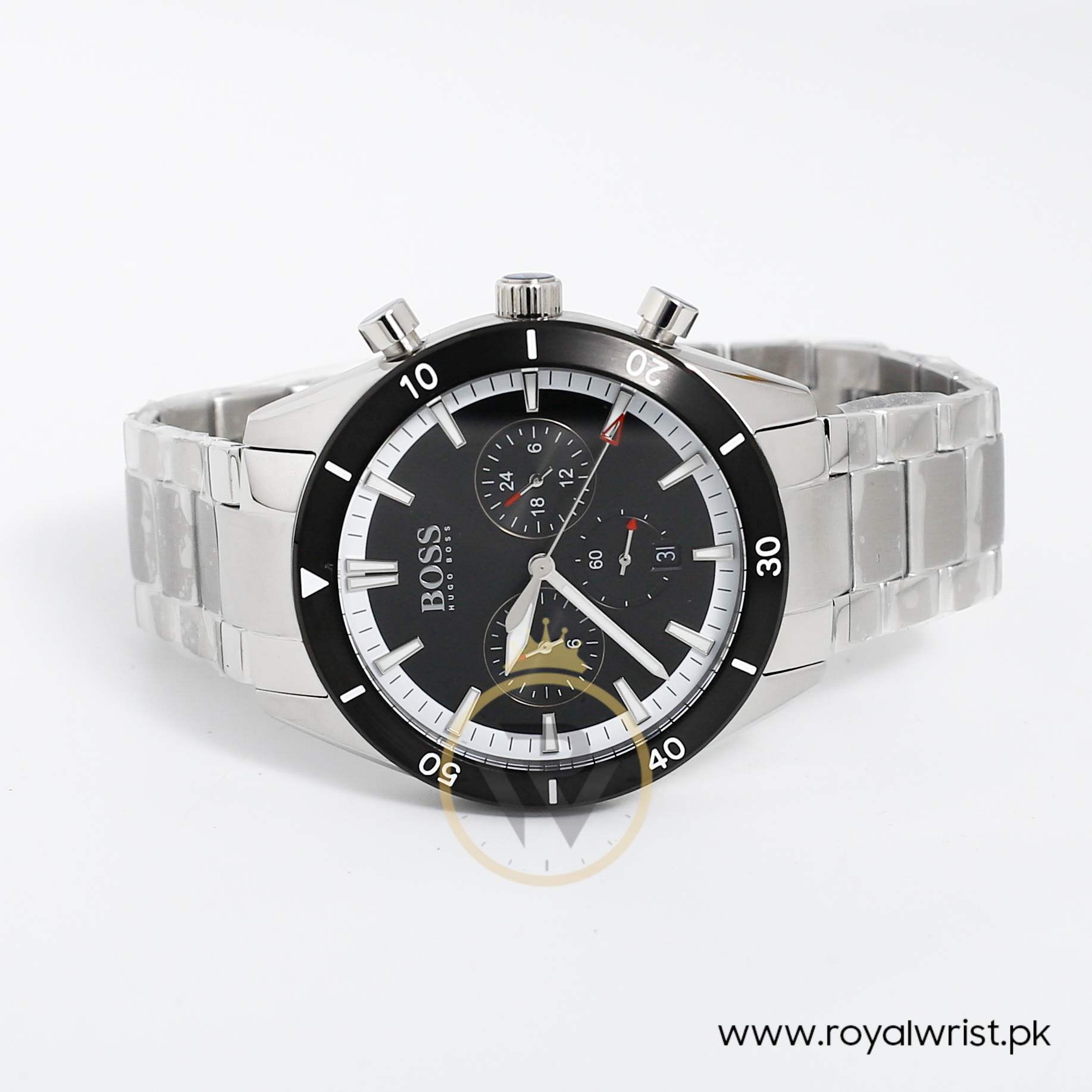 Men\'s Hugo – 1513862 Quartz Dial Steel Boss Watch Stainless 44mm Black