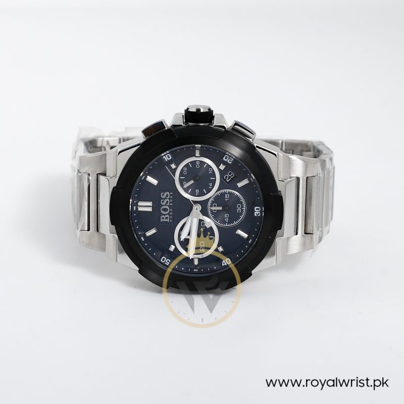 Hugo Boss Men’s Chronograph Quartz Stainless Steel Blue Dial 46mm Watch ...