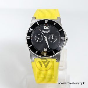 Kenneth Cole New York Men's Yellow Silicone Strap Black Dial 40mm Watch KC1577