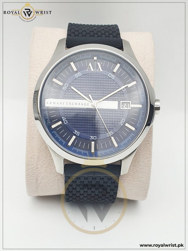 Armani Exchange Men’s Silicone Strap Blue Dial 46mm Watch AX2101