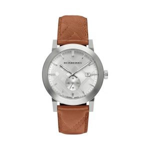 Burberry Men’s Leather Strap Silver Dial 42mm Watch BU9904