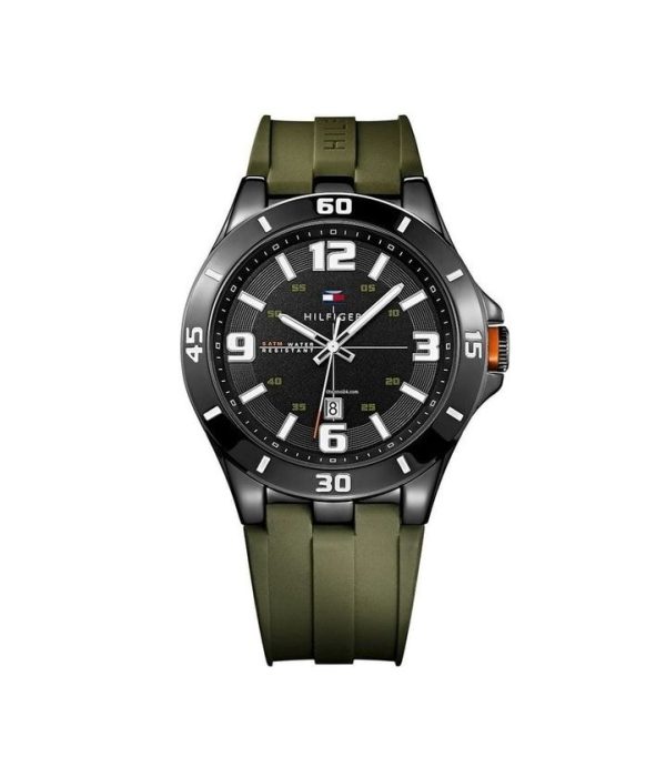 Tommy Hilfiger Men’s Quartz Silicone Strap Black Dial 46mm Watch 1791065