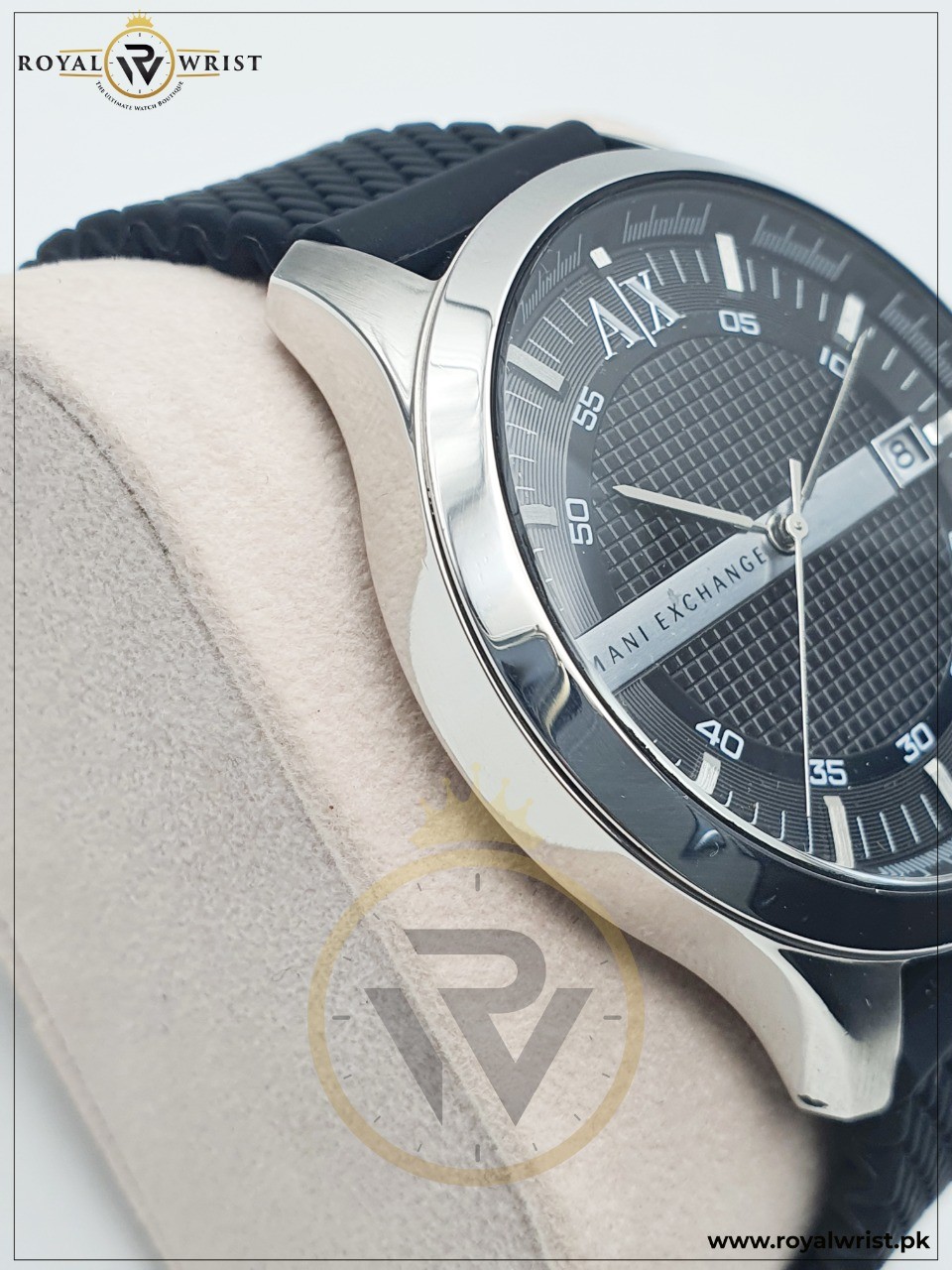 Armani Exchange Men's Quartz Silicone Strap Black Dial 46mm Watch AX2101 -  