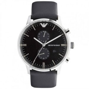 Emporio Armani Men’s Quartz Leather Strap Black Dial 43mm Watch AR0397