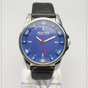 Reaction Kenneth Cole Men’s Leather Strap Blue Dial 44mm Watch KCR250