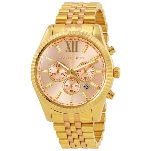 Michael Kors Women’s Quartz Stainless Steel Rose Gold Dial 45mm Watch MK6473