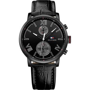 Tommy Hilfiger Men’s Quartz Leather Strap Black Dial 44mm Watch 1791310
