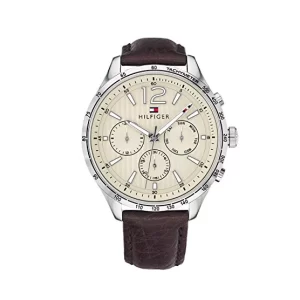 Tommy Hilfiger Men’s Quartz Leather Strap White Dial 44mm Watch 1791467