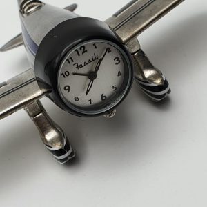 FOSSIL AIRPLANE DESK CLOCK SILVER DIAL WATCH
