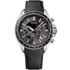 Hugo Boss Men’s Quartz Leather Strap Black Dial 44mm Watch 1513087