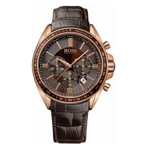 Hugo Boss Men’s Quartz Lather Strap Brown Dial 43mm Watch 1513093