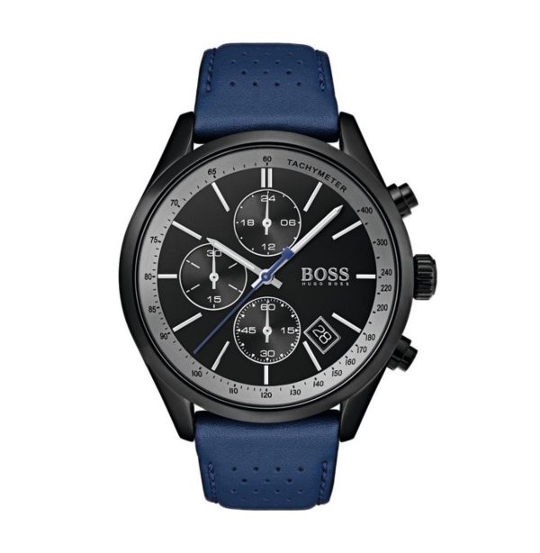 Hugo Boss Men’s Quartz Lather Strap Black Dial 44mm Watch 1513563 ...