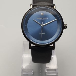 Kenneth Cole Men’s Quartz Leather Strap Blue Dial 43mm Watch KC520689