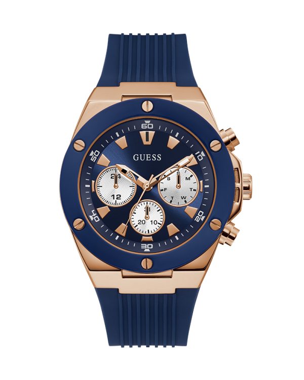 Guess Men’s Quartz Silicone Strap Blue Dial 46mm Watch GW0057G2 ...