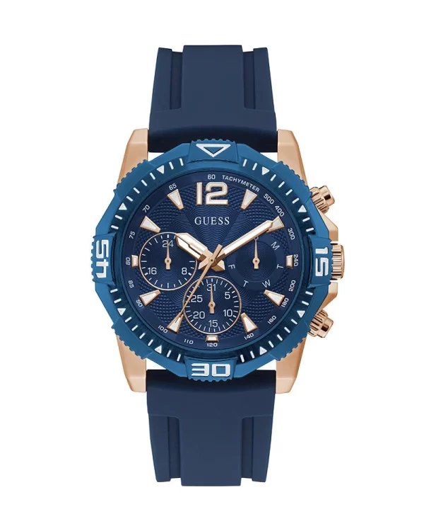 Guess Men’s Quartz Silicone Strap Blue Dial 43mm Watch GW0211G4