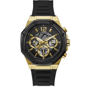 Guess Men’s Quartz Silicone Strap Black Dial 44mm Watch GW0263G1