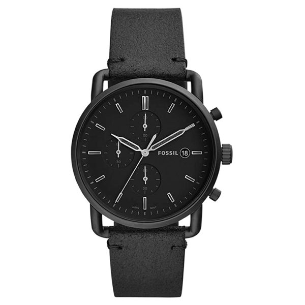 Fossil Men’s Quartz Leather Strap Black Dial 43mm Watch FS5504