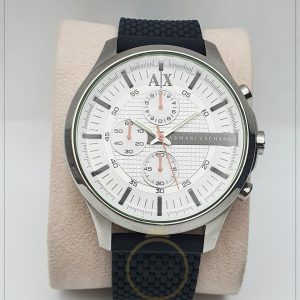 Armani Exchange Men’s Quartz Silicone Strap White Dial 46mm Watch AX2165