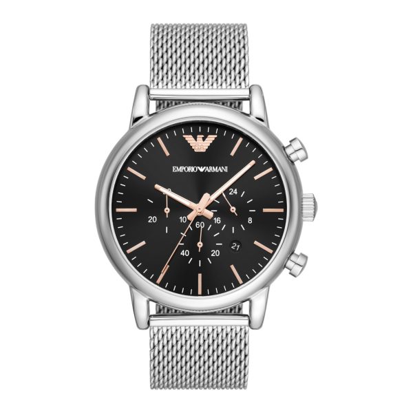 Emporio Armani Men’s Chronograph Quartz Stainless Steel Black Dial 46mm Watch AR11429