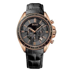 Hugo Boss Men’s Quartz Leather Strap Black Dial 45mm Watch 1513092