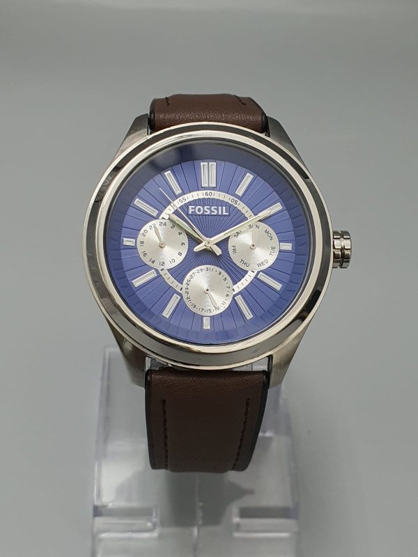 Fossil Men’s Quartz Leather Strap Blue Dial 44mm Watch BQ1512