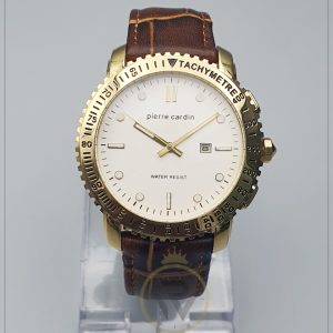 Pierre Cardin Men’s Leather Strap White Dial 44mm Watch 10170-1