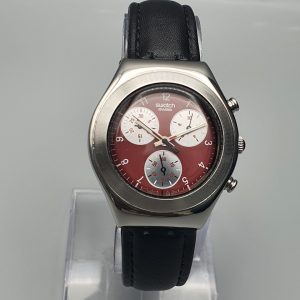 Swatch Women’s Chronograph Swiss Made Quartz Maroon Dial 35mm Watch YMS0643