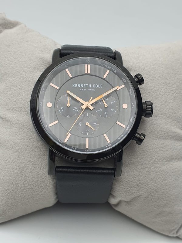 Kenneth Cole Men’s Quartz Leather Strap Grey Dial 46mm Watch KC0821005