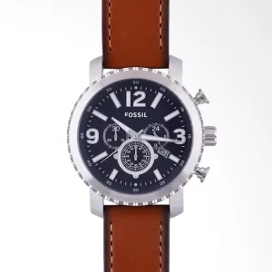 Fossil Men’s Quartz Leather Strap Blue Dial 45mm Watch BQ2126