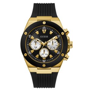 Guess Men’s Quartz Silicone Strap Black Dial 46mm Watch GW0057G1