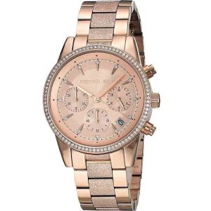 Michael Kors Women’s Quartz Stainless Steel Rose Gold Dial 37mm Watch MK6598
