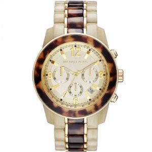 Michael Kors Women’s Quartz Horn and Tortoise-shell Chain Gold Dial 43mm Watch MK5764