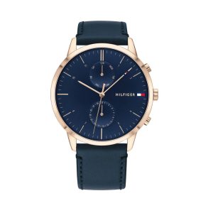 Tommy Hilfiger Men’s Quartz Leather Strap Blue Dial 44mm Watch 1710405