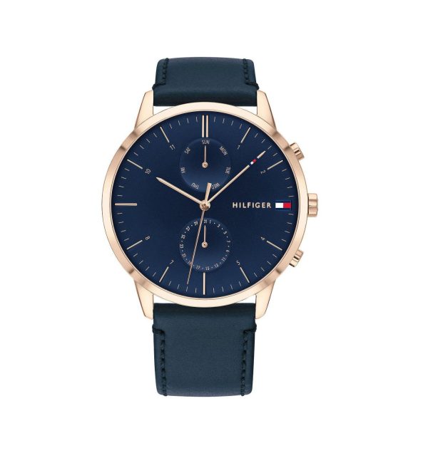 Tommy Hilfiger Men’s Quartz Leather Strap Blue Dial 44mm Watch 1710405