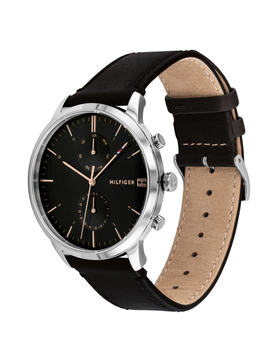 Tommy Hilfiger Men’s Quartz Leather Strap Black Dial 44mm Watch 1710406 ...