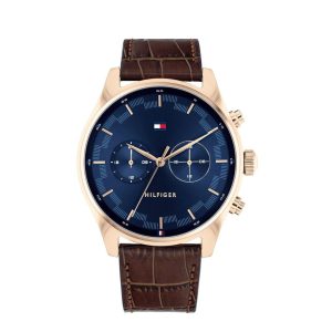 Tommy Hilfiger Men’s Quartz leather Strap Blue Dial 44mm Watch 1710423