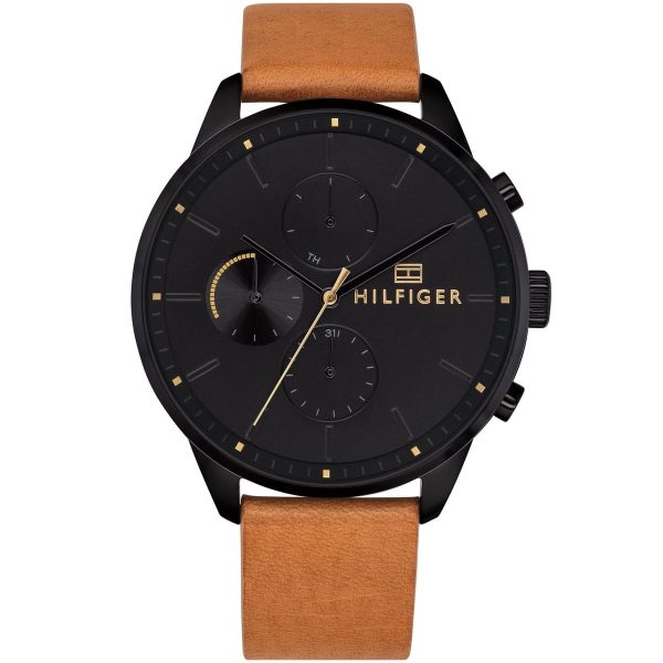 Tommy Hilfiger Men’s Quartz leather Strap Black Dial 44mm Watch 1791486