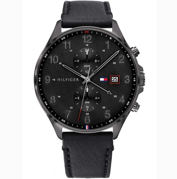Tommy Hilfiger Men’s Quartz Leather Strap Black Dial 44mm Watch 1791711