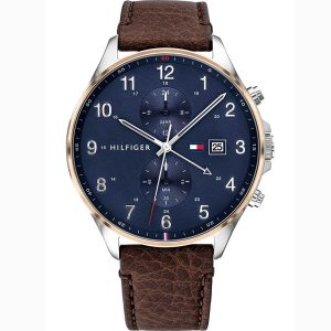 Tommy Hilfiger Men’s Quartz Leather Strap Blue Dial 44mm Watch 1791712