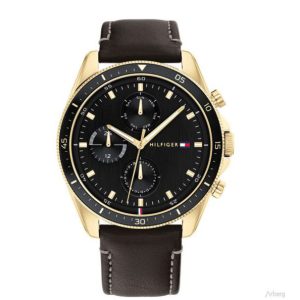 Tommy Hilfiger Men’s Quartz Leather Strap Black Dial 44mm Watch 1791836