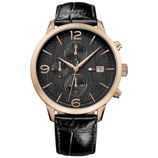 Tommy Hilfiger Men’s Quartz Leather Strap Black Dial 42mm Watch 1710358