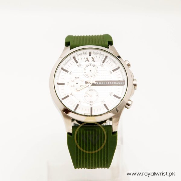 Armani Exchange Men’s Quartz Green Silicone Strap White Dial 46mm Watch AX2165